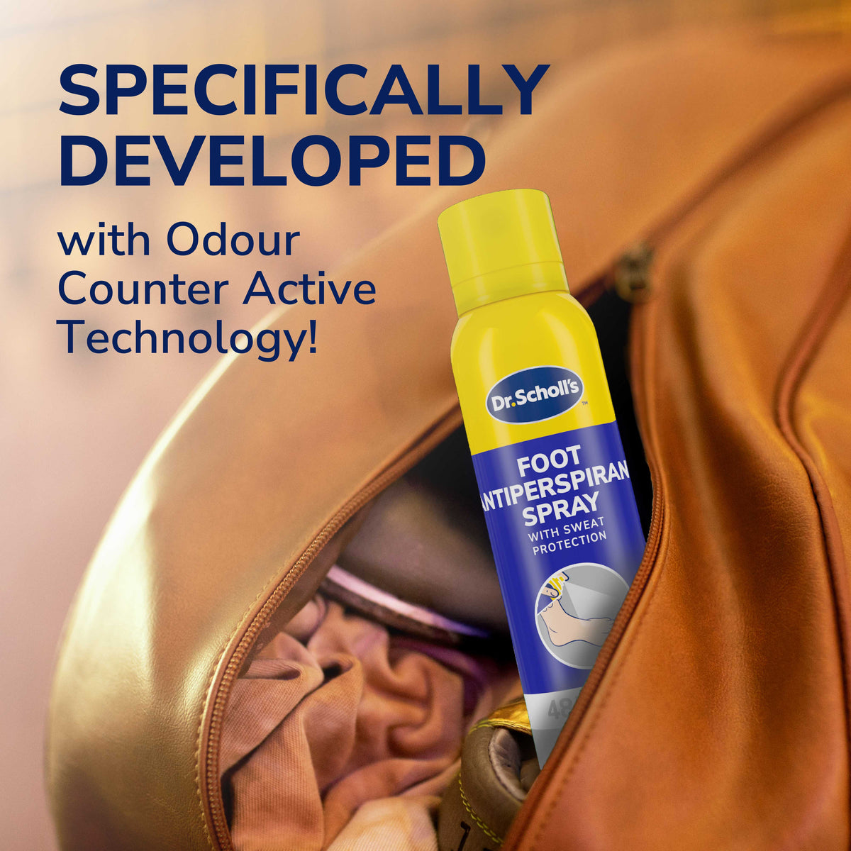 Dr. Scholl’s™ antitranspirantspray voor voeten met bescherming tegen transpiratie – 48 uur bescherming tegen geur (150ml)
