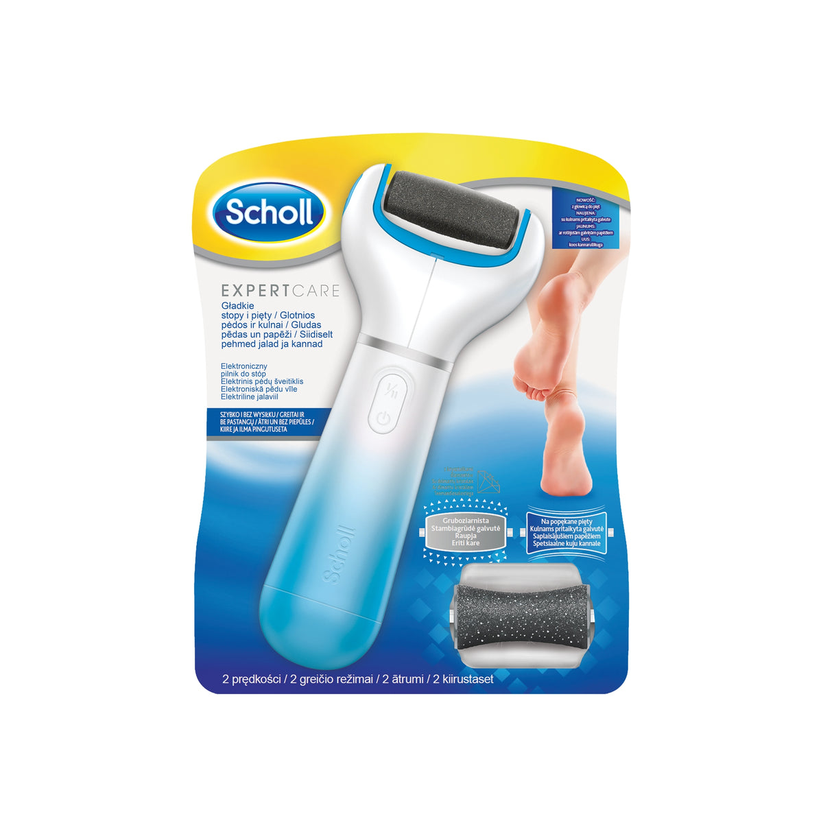 Scholl Expert Care Elektroniczny pilnik do stóp z 2 głowicami niebieski