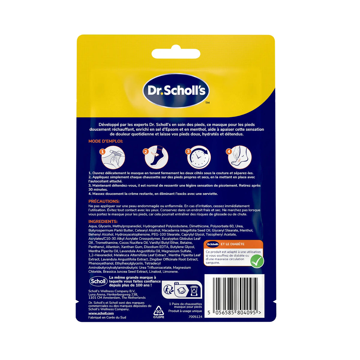 Dr Scholl's Masque pieds apaisant et revitalisant pour pieds fatigués et douloureux