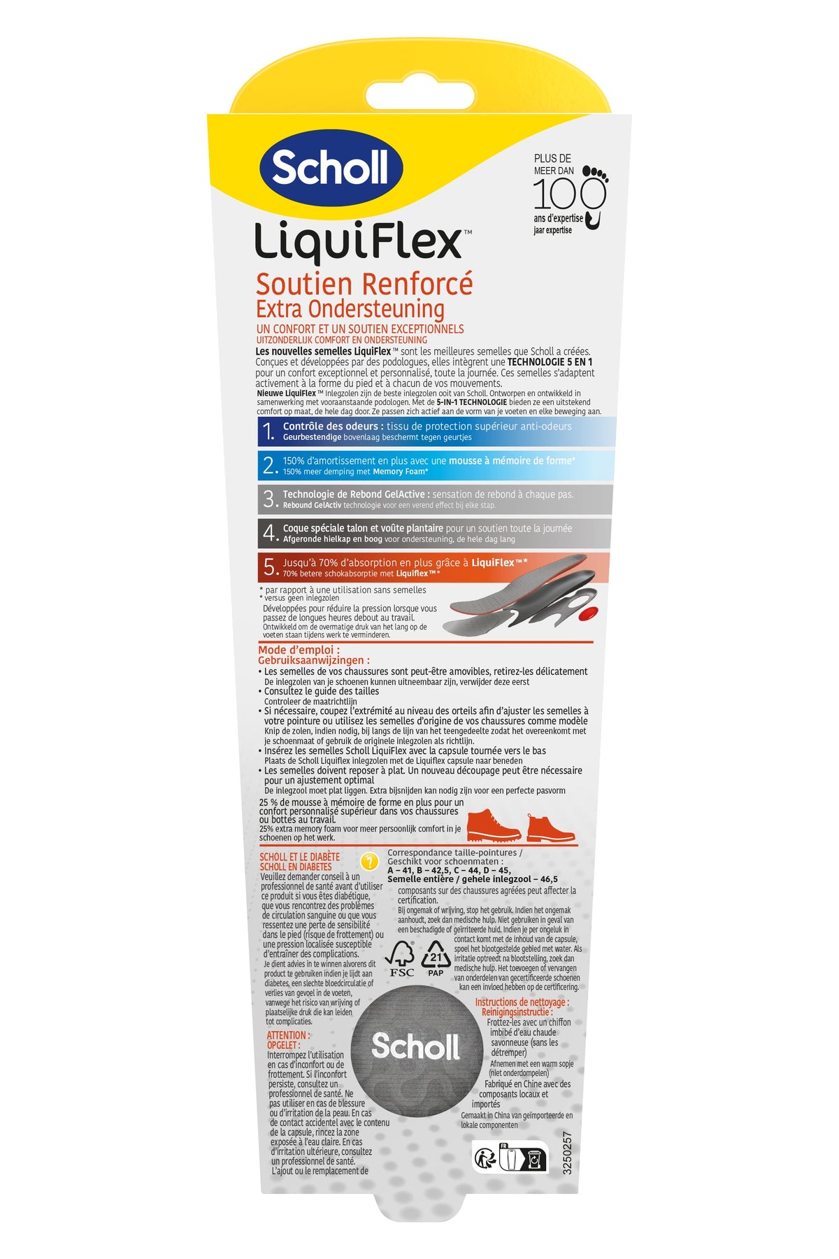 Scholl LiquiFlex™ extra ondersteuning voor werkschoenen, laarzen en veiligheidsschoenen, maat S