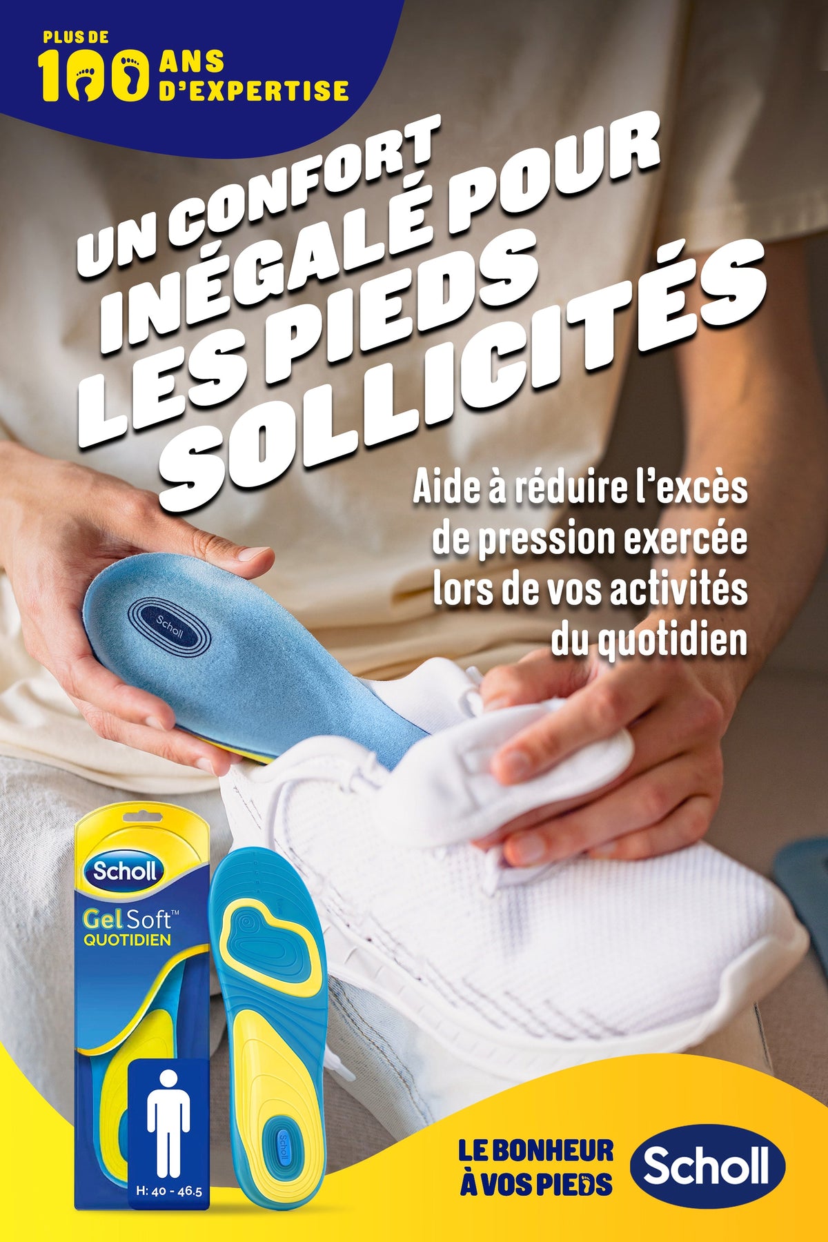Semelles Scholl GelSoft Quotidien Homme - Pointure 40-46.5