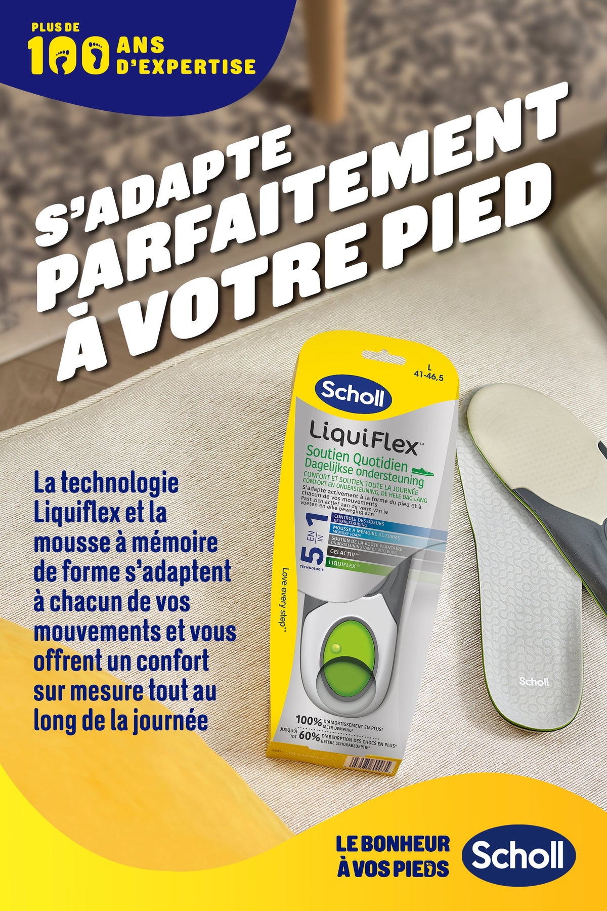 Semelles Scholl LiquiFlex Soutien Quotidien Hommes Pointure 41-46.5