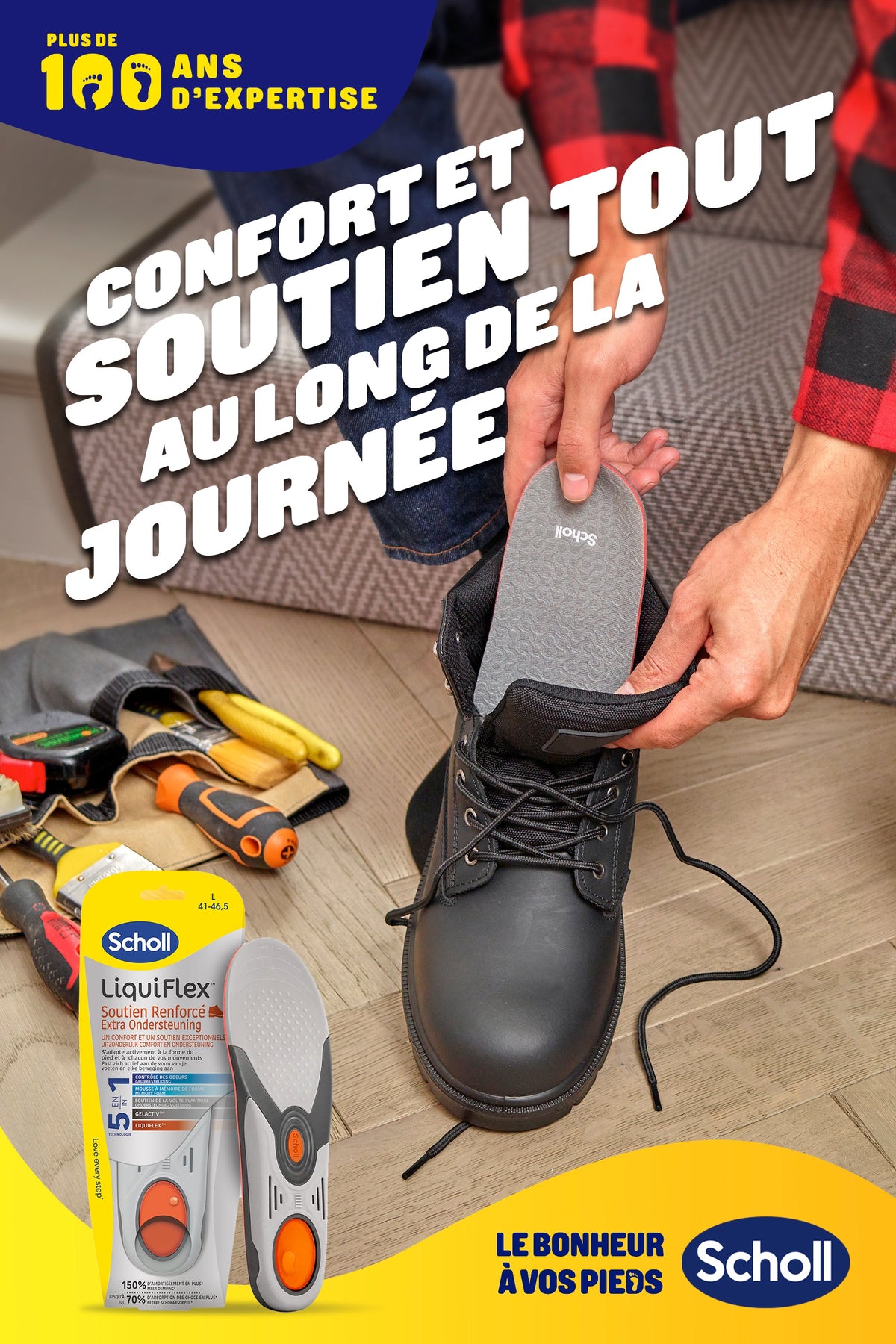 Semelles Scholl LiquiFlex Soutien Renforcé Hommes - Pointure 41-46.5