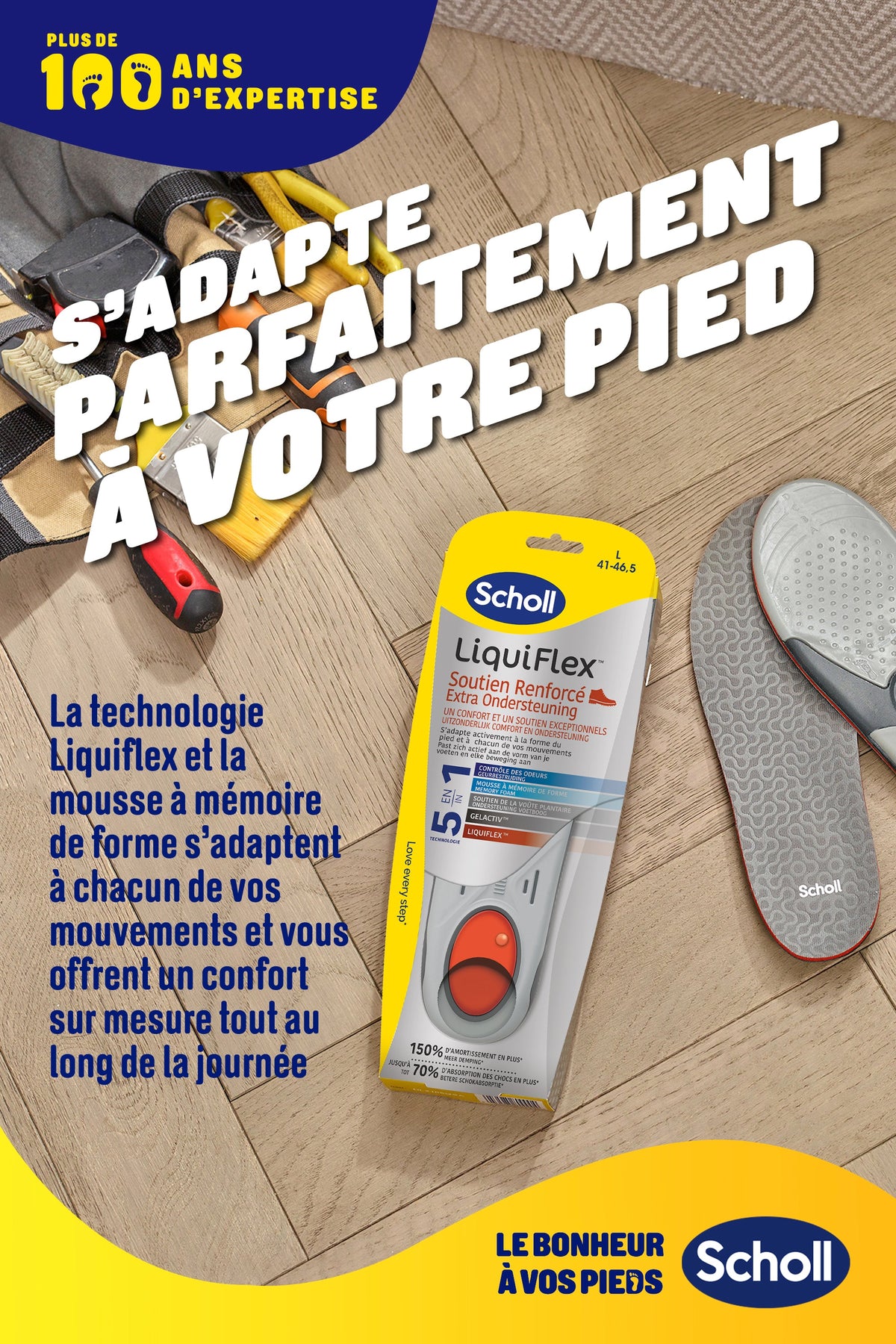 Semelles Scholl LiquiFlex Soutien Renforcé Hommes - Pointure 41-46.5