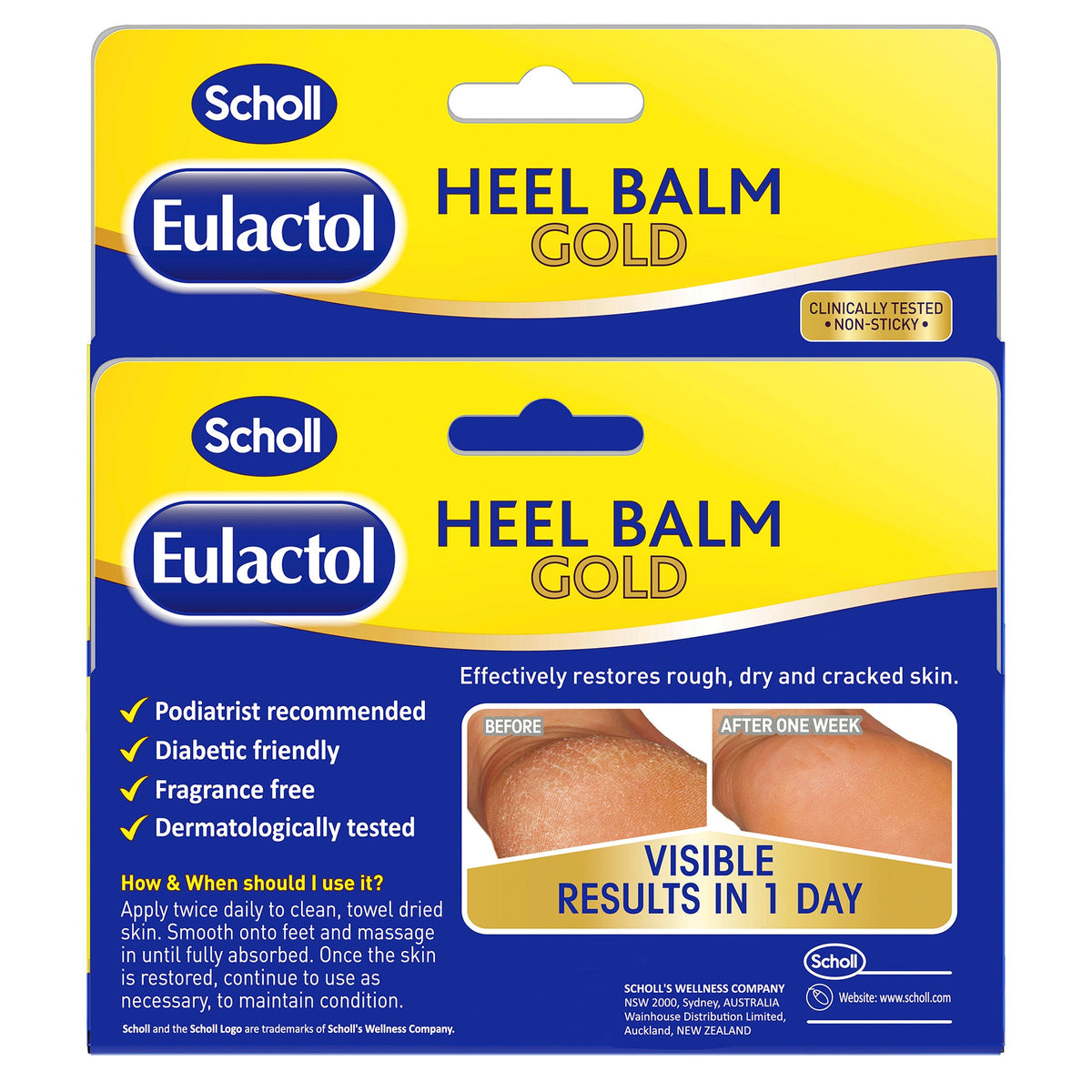 Scholl Eulactol hielbalsem Gold voordeelverpakking (2 x 120ml)