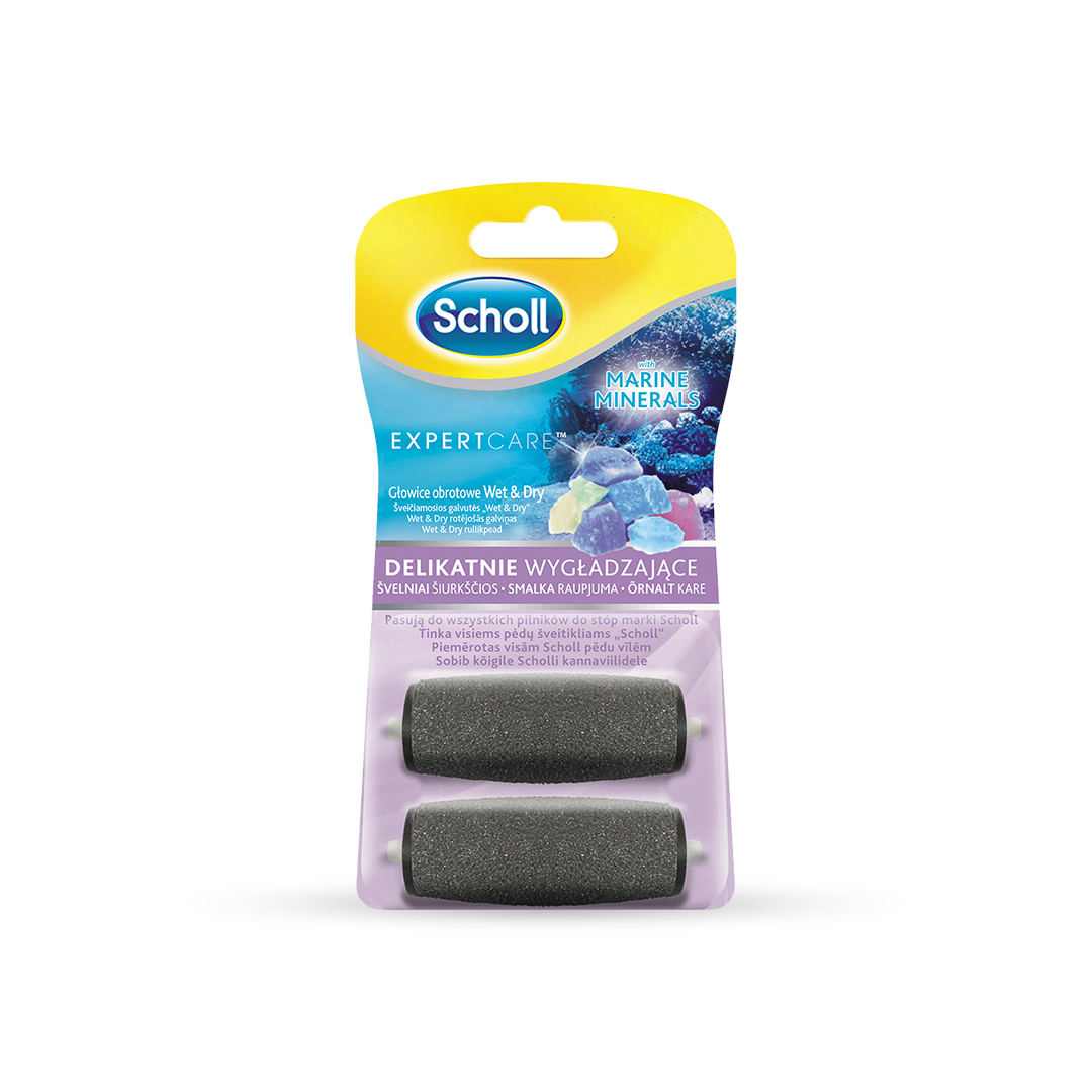 Scholl ExpertCare™ Głowice obrotowe Wet&Dry delikatnie wygładzające z minerałami morskimi 2 sztuki