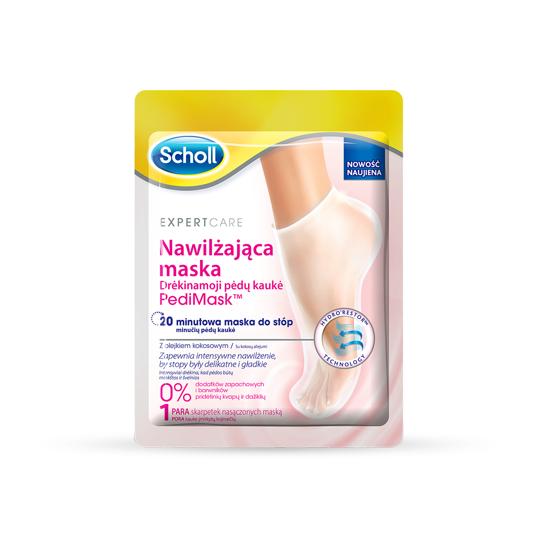 Scholl Expert Care™ PediMask™ Nawilżająca maska do stóp z olejkiem kokosowym 1 para