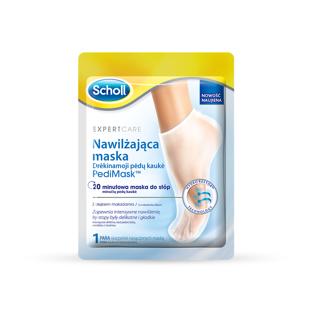 Scholl Expert Care™ PediMask™ Nawilżająca maska do stóp z olejkiem makadamia 1 para