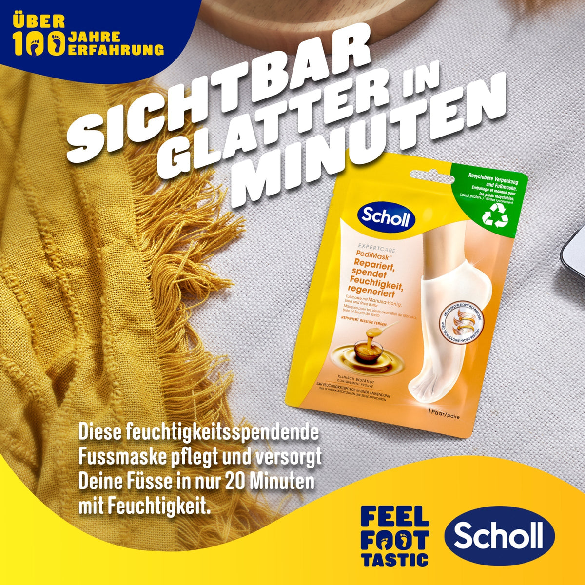 Scholl DE Care ExpertCare Fussmaske mit Manuka-Honig
