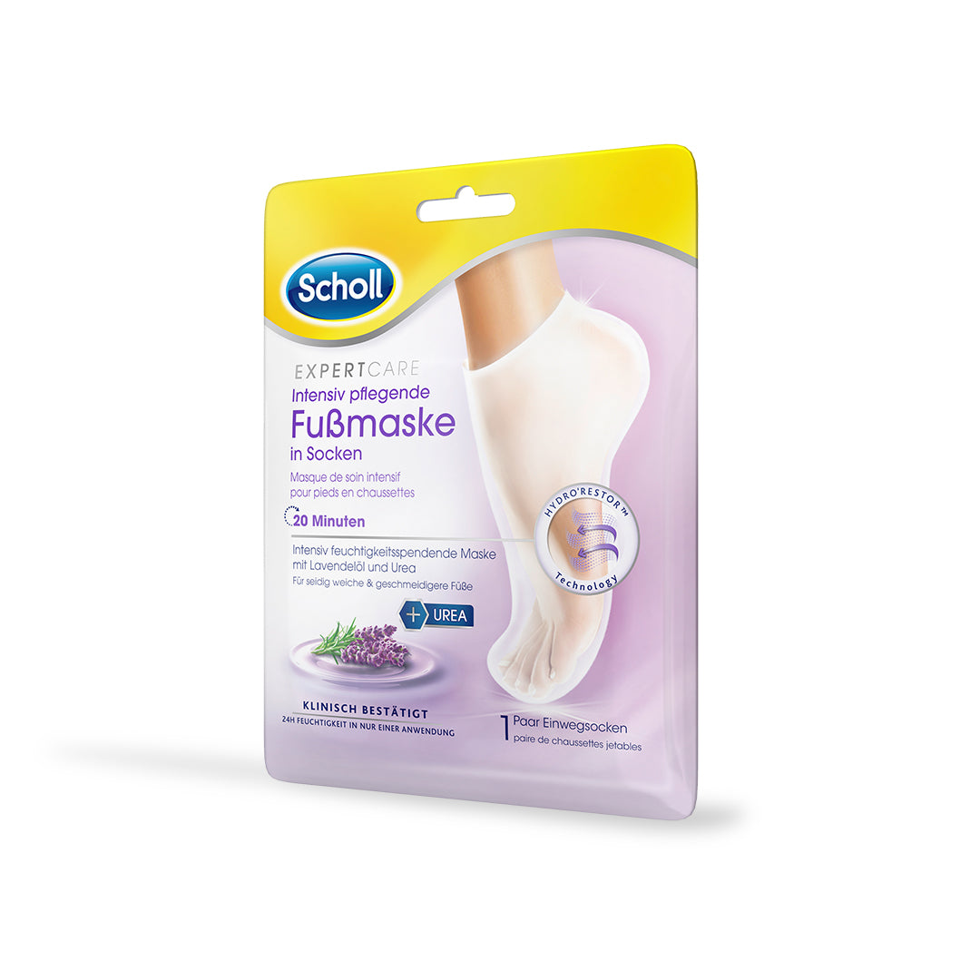 Scholl DE Care Scholl ExpertCare Intensiv pflegende Fußmaske in Socken – Enstpannende Maske mit Lavendelöl
