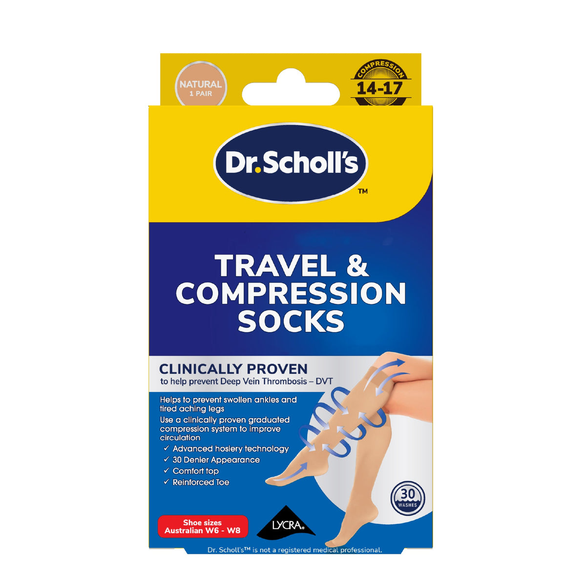 Dr. Scholl's™ Travel & Compression Socks, Natural - AUS W6-W8