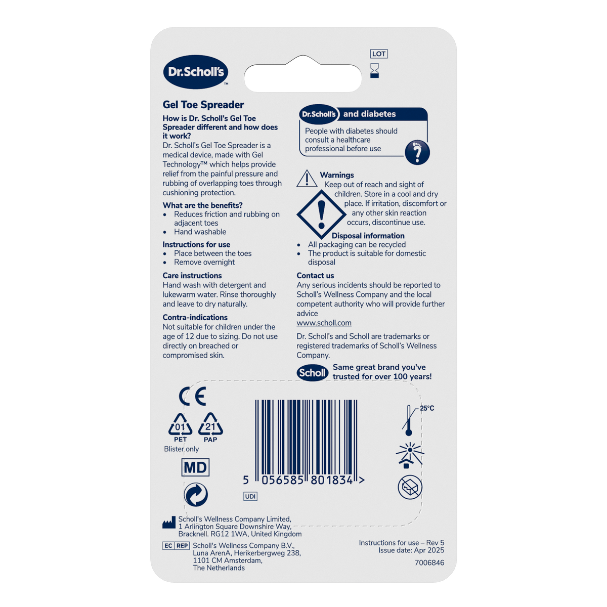 Dr. Scholl's Gel Toe Spreader Cushioning Protection