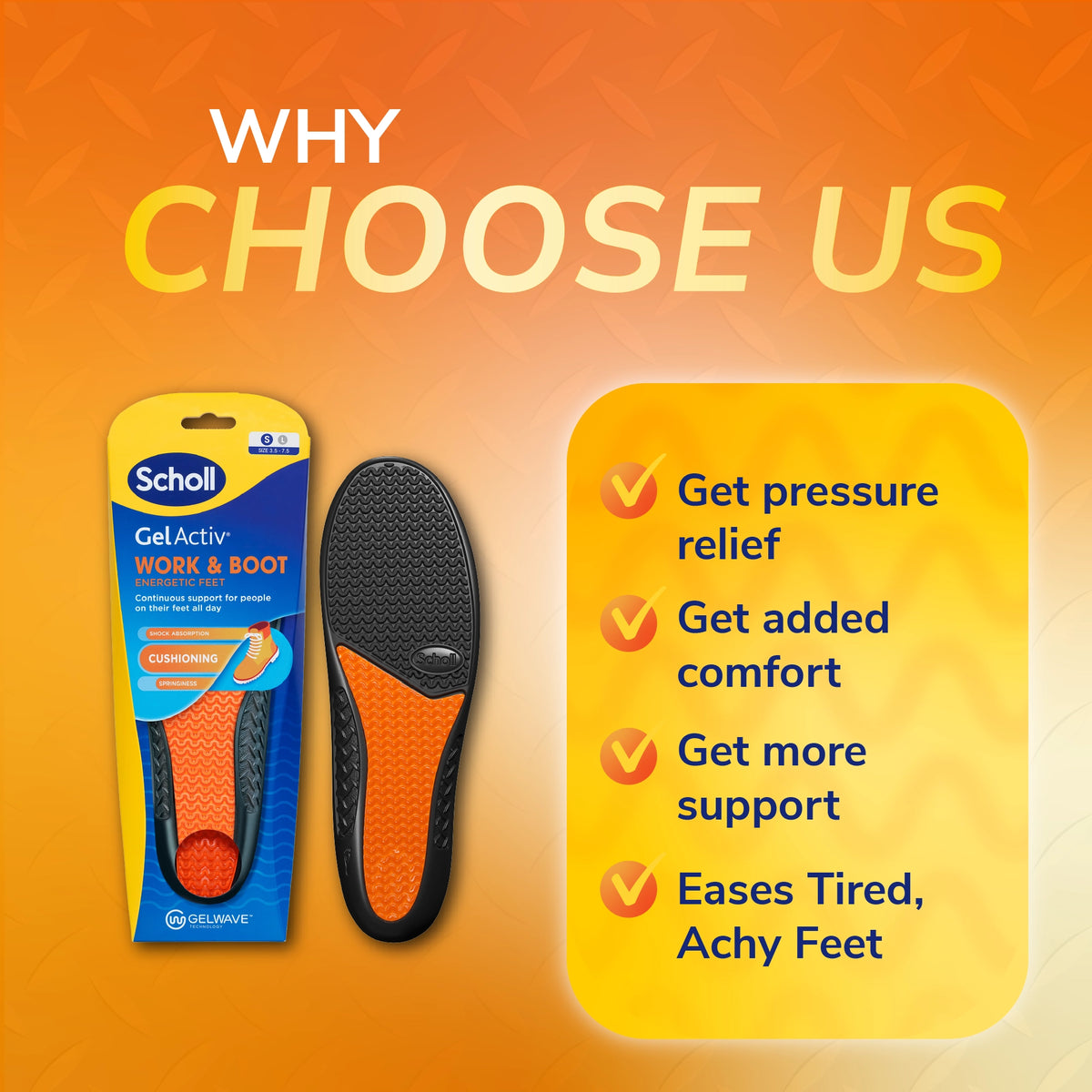 Scholl Insoles 3.5 -7.5 GelActiv™ Work & Boot Insoles
