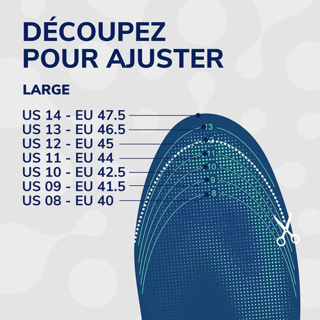 Dr. Scholl's Semelles multi-usages 24-Heures Énergie pour tout type de chaussures, Taille Large 40 à 47.5