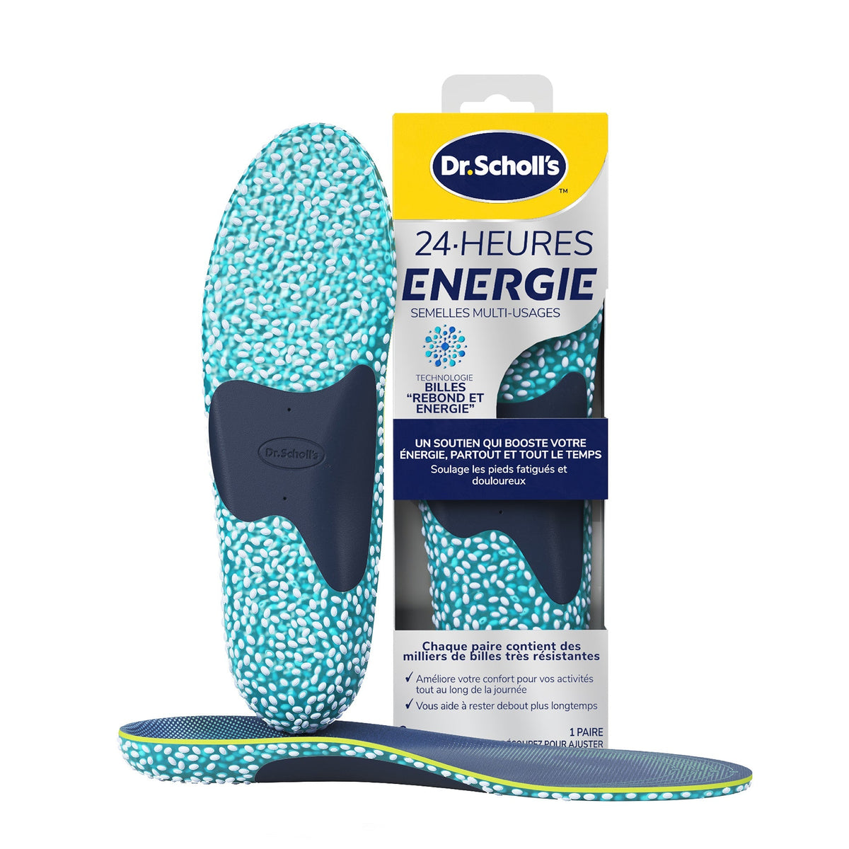Dr. Scholl's Semelles multi-usages 24-Heures Énergie pour tout type de chaussures, Taille Small 35 à 40