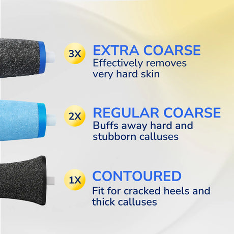 Electric Foot File Roller Head Refills - 6 Pack