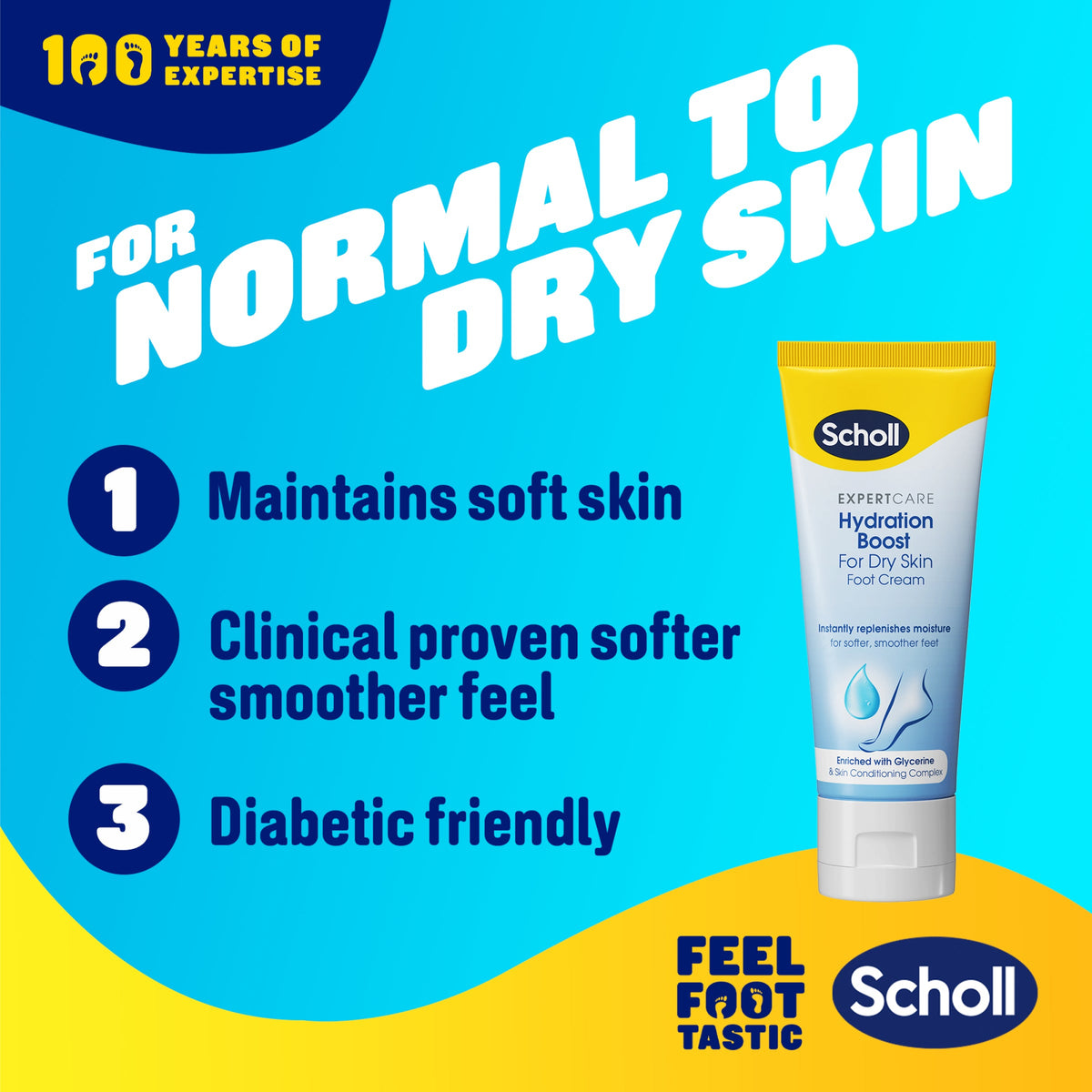 Creme para pés Scholl Hydration Boost para pele seca, 75ml