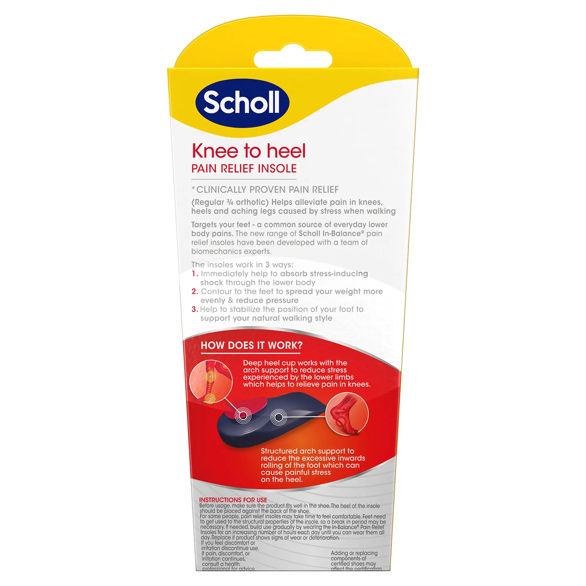 Scholl Insoles Everyday Knee to Heel Pain Relief Insoles
