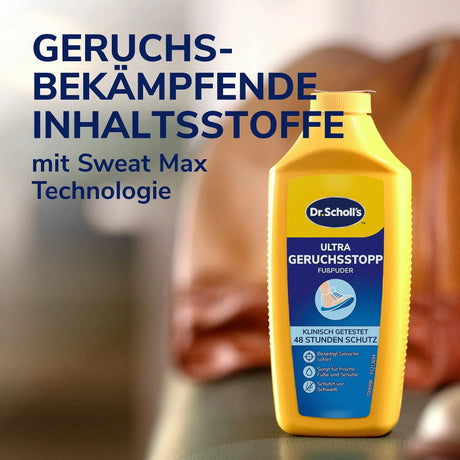 Scholl DE Aid Dr. Scholl’s Ultra Geruchsstopp Fußpuder mit Sweat Max Technologie