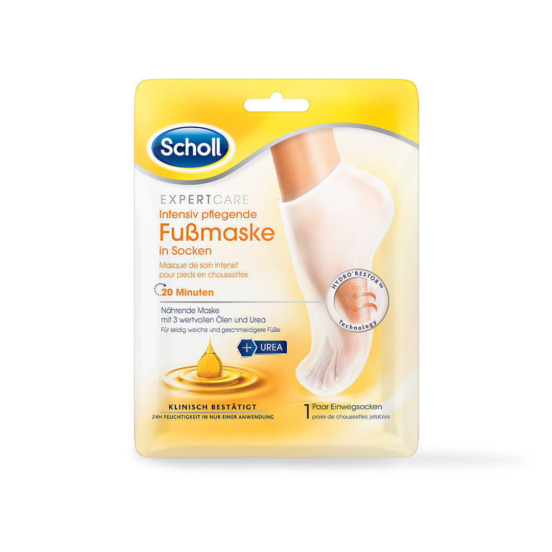 Scholl DE Care Scholl ExpertCare Intensiv pflegende  Fußmaske in Socken –  Nährende Maske  mit 3 wertvollen Ölen
