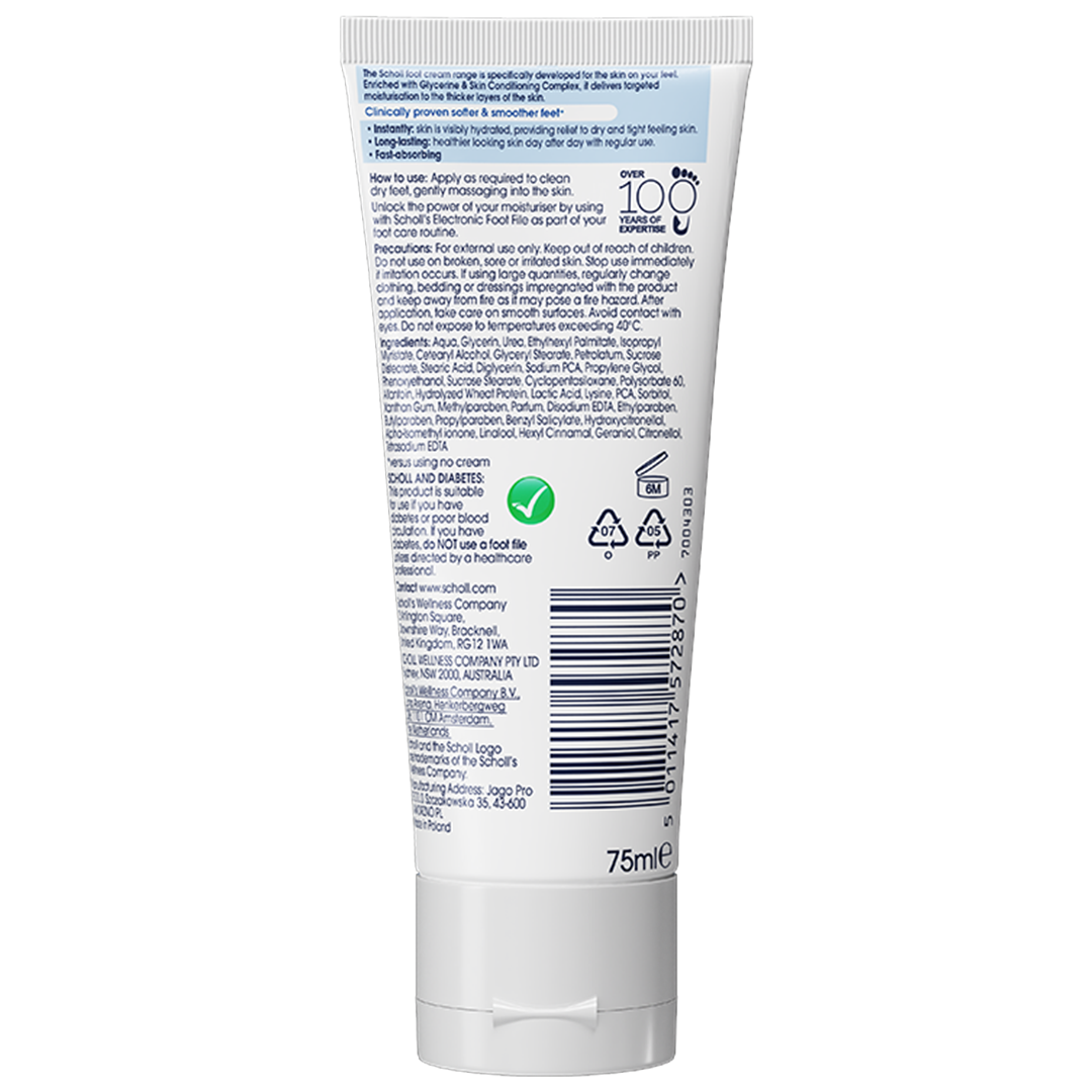 Creme para pés Scholl Hydration Boost para pele seca, 75ml